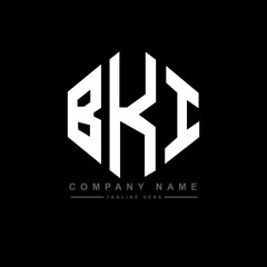 BKI letter logo design with polygon shape. BKI polygon logo monogram. BKI cube logo design. BKI hexagon vector logo template white and black colors. BKI monogram, BKI business and real estate logo. 