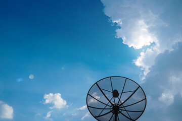 Blue sky and cloud in morning.Feel calm free.Satellite dish foreground.	
