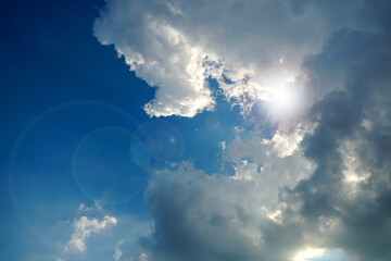 Naklejka na ściany i meble Sky and clouds with soft light from the sun. 