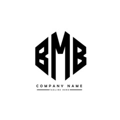 BMB letter logo design with polygon shape. BMB polygon logo monogram. BMB cube logo design. BMB hexagon vector logo template white and black colors. BMB monogram, BMB business and real estate logo. 