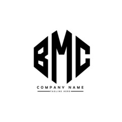 BMC letter logo design with polygon shape. BMC polygon logo monogram. BMC cube logo design. BMC hexagon vector logo template white and black colors. BMC monogram, BMC business and real estate logo. 