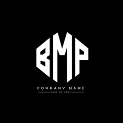 BMP letter logo design with polygon shape. BMP polygon logo monogram. BMP cube logo design. BMP hexagon vector logo template white and black colors. BMP monogram, BMP business and real estate logo. 