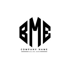 BME letter logo design with polygon shape. BME polygon logo monogram. BME cube logo design. BME hexagon vector logo template white and black colors. BME monogram, BME business and real estate logo. 