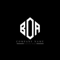 BOA letter logo design with polygon shape. BOA polygon logo monogram. BOA cube logo design. BOA hexagon vector logo template white and black colors. BOA monogram, BOA business and real estate logo. 