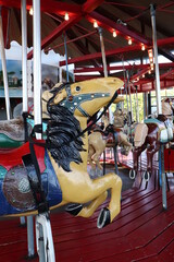 Brightly Painted Antique Carousel Horses