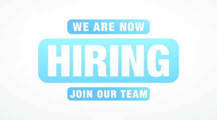 we are hiring modern, creative banner, design concept, social media template, marketing, advertising and communication concept  with blue text on a  light background 