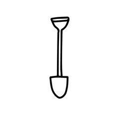 Vector hand drawn Shovel outline doodle icon. Shovel sketch illustration for print, web, mobile and infographics isolated on white background.