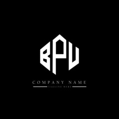 BPU letter logo design with polygon shape. BPU polygon logo monogram. BPU cube logo design. BPU hexagon vector logo template white and black colors. BPU monogram, BPU business and real estate logo. 