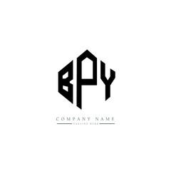 BPY letter logo design with polygon shape. BPY polygon logo monogram. BPY cube logo design. BPY hexagon vector logo template white and black colors. BPY monogram, BPY business and real estate logo. 