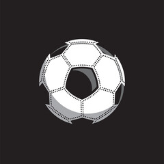 Soccerball with shadows and volume on a black background. Seamless background. The vector model with black and white elements.