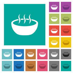 Steaming bowl square flat multi colored icons