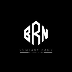 BRN letter logo design with polygon shape. BRN polygon logo monogram. BRN cube logo design. BRN hexagon vector logo template white and black colors. BRN monogram, BRN business and real estate logo. 