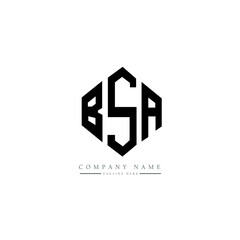 BSA letter logo design with polygon shape. BSA polygon logo monogram. BSA cube logo design. BSA hexagon vector logo template white and black colors. BSA monogram, BSA business and real estate logo. 