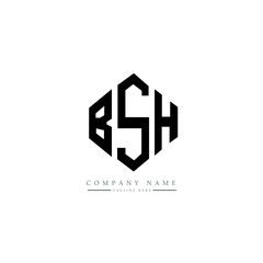 Fototapeta premium BSH letter logo design with polygon shape. BSH polygon logo monogram. BSH cube logo design. BSH hexagon vector logo template white and black colors. BSH monogram, BSH business and real estate logo. 