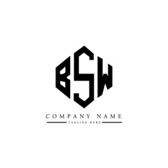 BSW letter logo design with polygon shape. BSW polygon logo monogram. BSW cube logo design. BSW hexagon vector logo template white and black colors. BSW monogram, BSW business and real estate logo. 