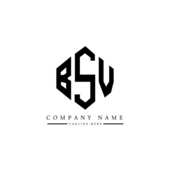 BSV letter logo design with polygon shape. BSV polygon logo monogram. BSV cube logo design. BSV hexagon vector logo template white and black colors. BSV monogram, BSV business and real estate logo. 