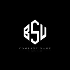 BSU letter logo design with polygon shape. BSU polygon logo monogram. BSU cube logo design. BSU hexagon vector logo template white and black colors. BSU monogram, BSU business and real estate logo. 