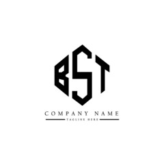 BST letter logo design with polygon shape. BST polygon logo monogram. BST cube logo design. BST hexagon vector logo template white and black colors. BST monogram, BST business and real estate logo. 