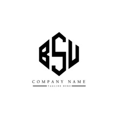 BSU letter logo design with polygon shape. BSU polygon logo monogram. BSU cube logo design. BSU hexagon vector logo template white and black colors. BSU monogram, BSU business and real estate logo. 