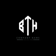 BTH letter logo design with polygon shape. BTH polygon logo monogram. BTH cube logo design. BTH hexagon vector logo template white and black colors. BTH monogram, BTH business and real estate logo. 