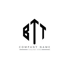 BTT letter logo design with polygon shape. BTT polygon logo monogram. BTT cube logo design. BTT hexagon vector logo template white and black colors. BTT monogram, BTT business and real estate logo. 