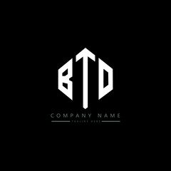 BTO letter logo design with polygon shape. BTO polygon logo monogram. BTO cube logo design. BTO hexagon vector logo template white and black colors. BTO monogram, BTO business and real estate logo. 