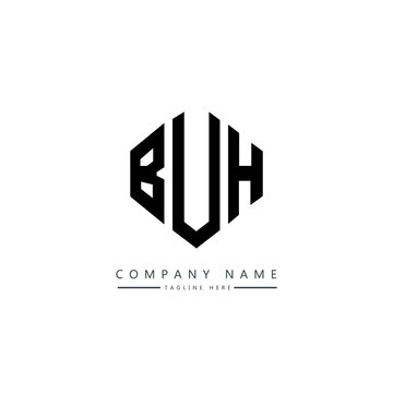 BUH letter logo design with polygon shape. BUH polygon logo monogram. BUH cube logo design. BUH hexagon vector logo template white and black colors. BUH monogram, BUH business and real estate logo. 