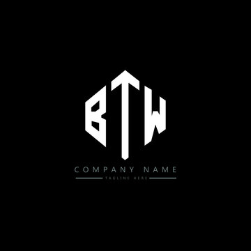 BTW letter logo design with polygon shape. BTW polygon logo monogram. BTW cube logo design. BTW hexagon vector logo template white and black colors. BTW monogram, BTW business and real estate logo. 