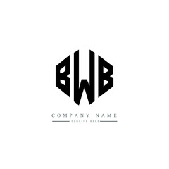 BWB letter logo design with polygon shape. BWB polygon logo monogram. BWB cube logo design. BWB hexagon vector logo template white and black colors. BWB monogram, BWB business and real estate logo. 