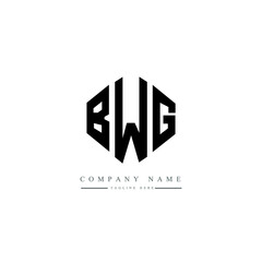 BWG letter logo design with polygon shape. BWG polygon logo monogram. BWG cube logo design. BWG hexagon vector logo template white and black colors. BWG monogram, BWG business and real estate logo. 