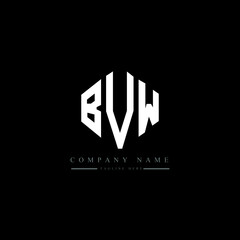 BVW letter logo design with polygon shape. BVW polygon logo monogram. BVW cube logo design. BVW hexagon vector logo template white and black colors. BVW monogram, BVW business and real estate logo. 