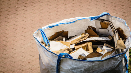 Full construction waste debris rubble bag