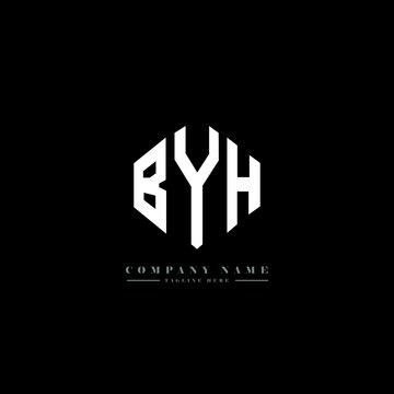 BYH letter logo design with polygon shape. BYH polygon logo monogram. BYH cube logo design. BYH hexagon vector logo template white and black colors. BYH monogram, BYH business and real estate logo. 