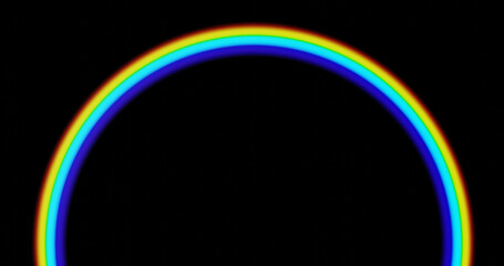 Rainbow picture. Rainbow 3d rendering. Circle rainbow. Rainbow ring. Black background.