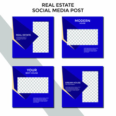 EDITABLE REAL ESTATE SOCIAL MEDIA POST. BANNER TEMPLATE SALES SET. PROMO BRAND COVER DESIGN VECTOR