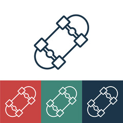 Line icon tooth with skateboard