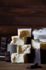Photo still life chocolate natural handmade soap