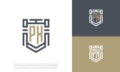 Luxury Shield Letter PX Logo Design. Initial Letter Logo.