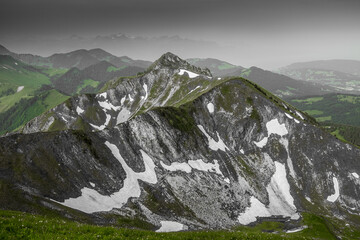 Landscape view of the swiss Alps from the mountain of 