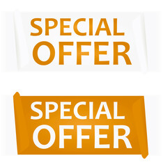 White and orange special offer notice. vector