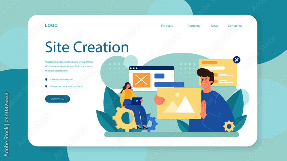 Poster website layout web banner or landing page. web development