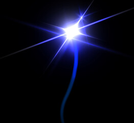 Bright light effect with rays and highlights for vector illustration.	