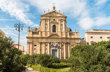 Obraz premium View of the majestic church of Sants Anna and Teresa of Avila at Kalsa in Palermo, Sicily, Italy