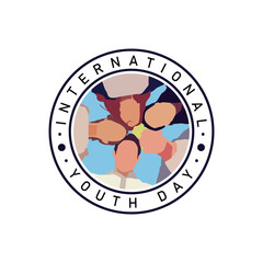 International youth day badge design isolated on white background