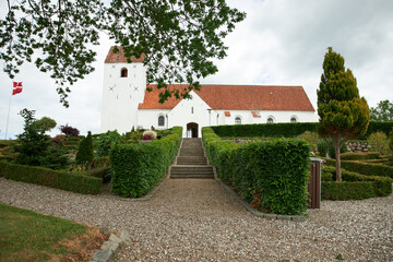 Beautiful white Chatolic Church in Denmark