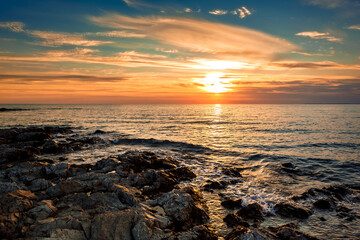 Sunset at Balkhash Lake. Kazakhstan Nature