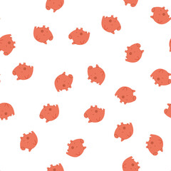 A repeating pattern with pink piggy banks. Financial education. Vector fully editable isolated illustration on white background.