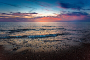 Sunset at Balkhash Lake. Kazakhstan Nature