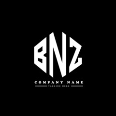 BNZ letter logo design with polygon shape. BNZ polygon logo monogram. BNZ cube logo design. BNZ hexagon vector logo template white and black colors. BNZ monogram, BNZ business and real estate logo. 