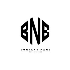BNE letter logo design with polygon shape. BNE polygon logo monogram. BNE cube logo design. BNE hexagon vector logo template white and black colors. BNE monogram, BNE business and real estate logo. 
